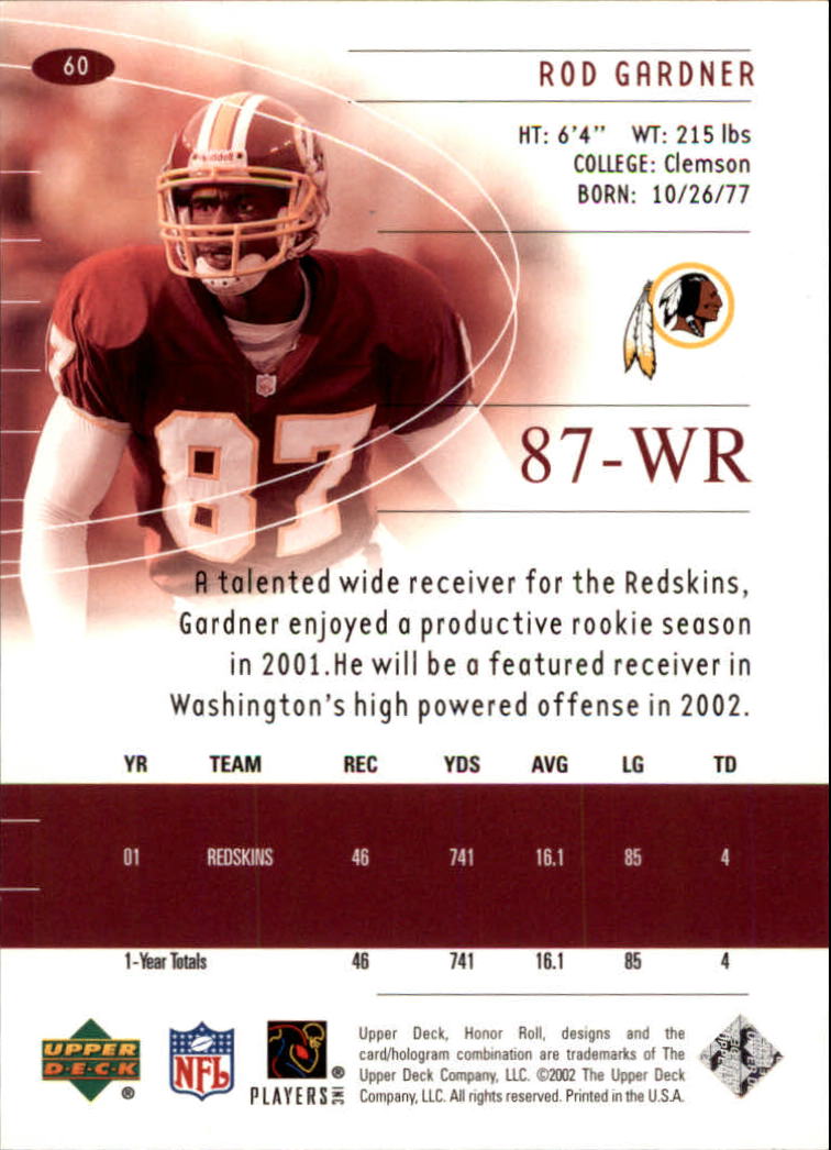 2002 Honor Roll (Upper Deck) Football "Main Set" Cards #1 to #166 - Picture 115 of 191