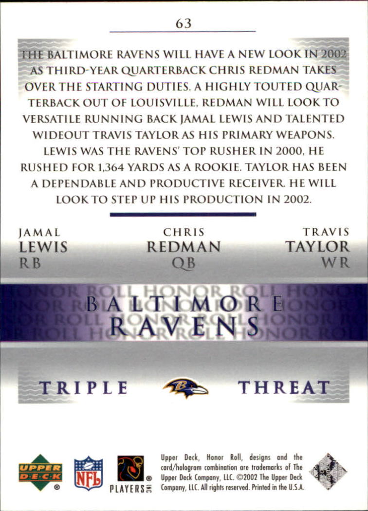 2002 Honor Roll (Upper Deck) Football "Main Set" Cards #1 to #166 - Picture 121 of 191