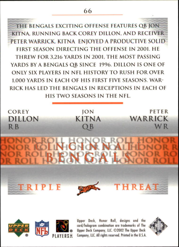 2002 Honor Roll (Upper Deck) Football "Main Set" Cards #1 to #166 - Picture 127 of 191