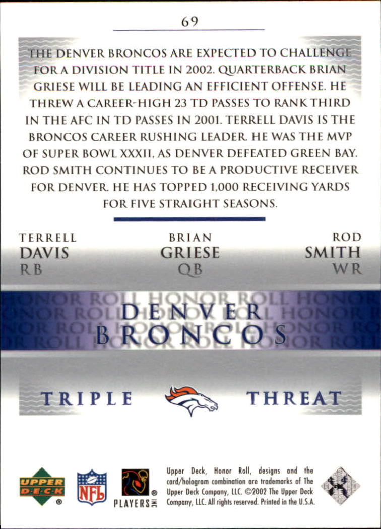 2002 Honor Roll (Upper Deck) Football "Main Set" Cards #1 to #166 - Picture 131 of 191