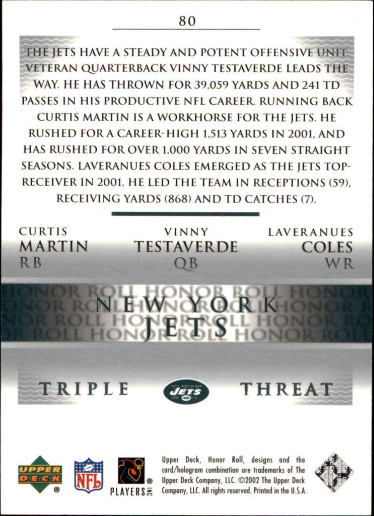 2002 Honor Roll (Upper Deck) Football "Main Set" Cards #1 to #166 - Picture 153 of 191