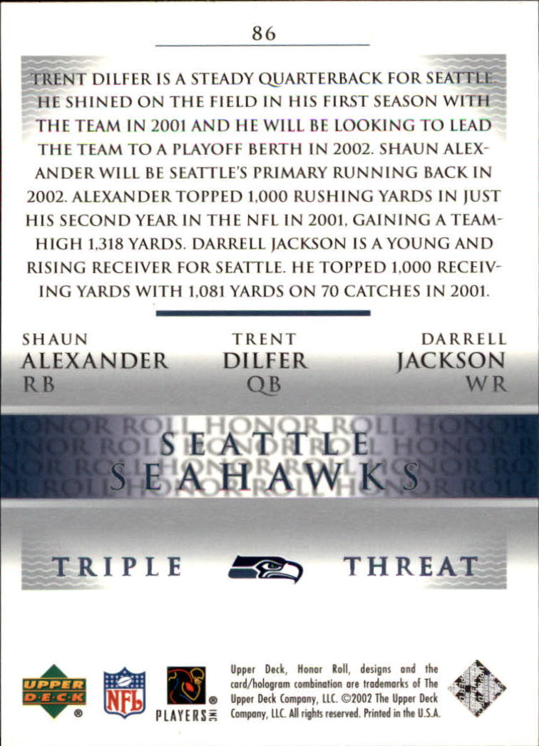 2002 Honor Roll (Upper Deck) Football "Main Set" Cards #1 to #166 - Picture 161 of 191
