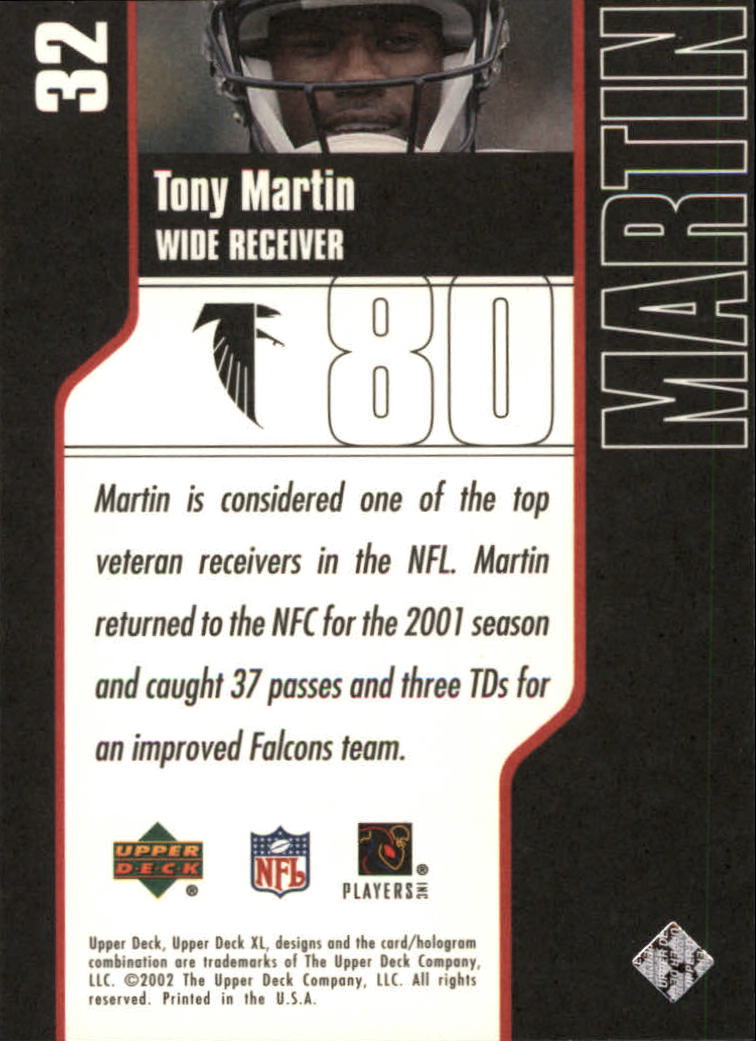 2002 Upper Deck XL #32 Tony Martin back image