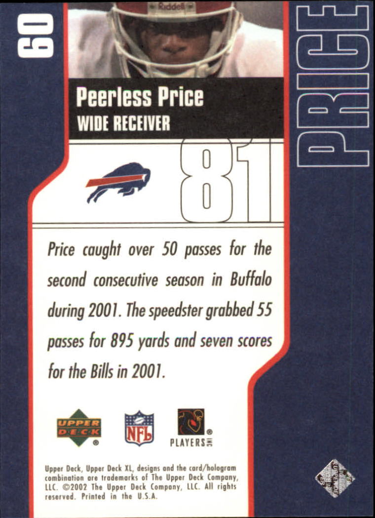 2002 Upper Deck XL #60 Peerless Price back image