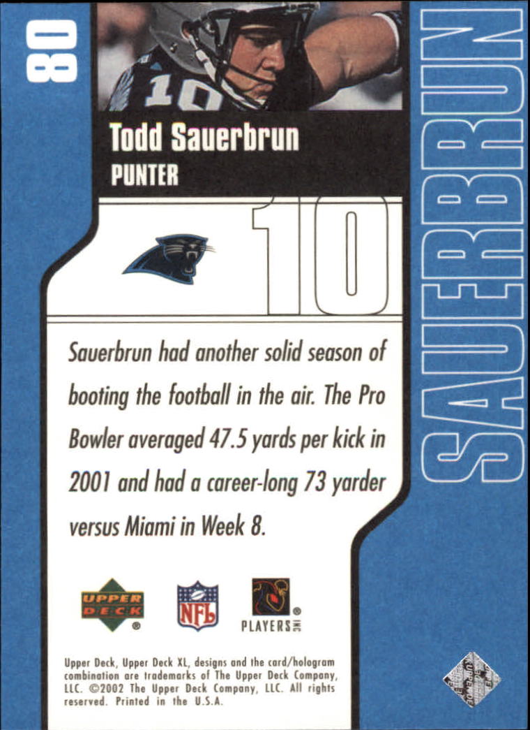 2002 XL (Upper Deck) Football "Main Set" Cards #16 to #300 - Picture 73 of 315