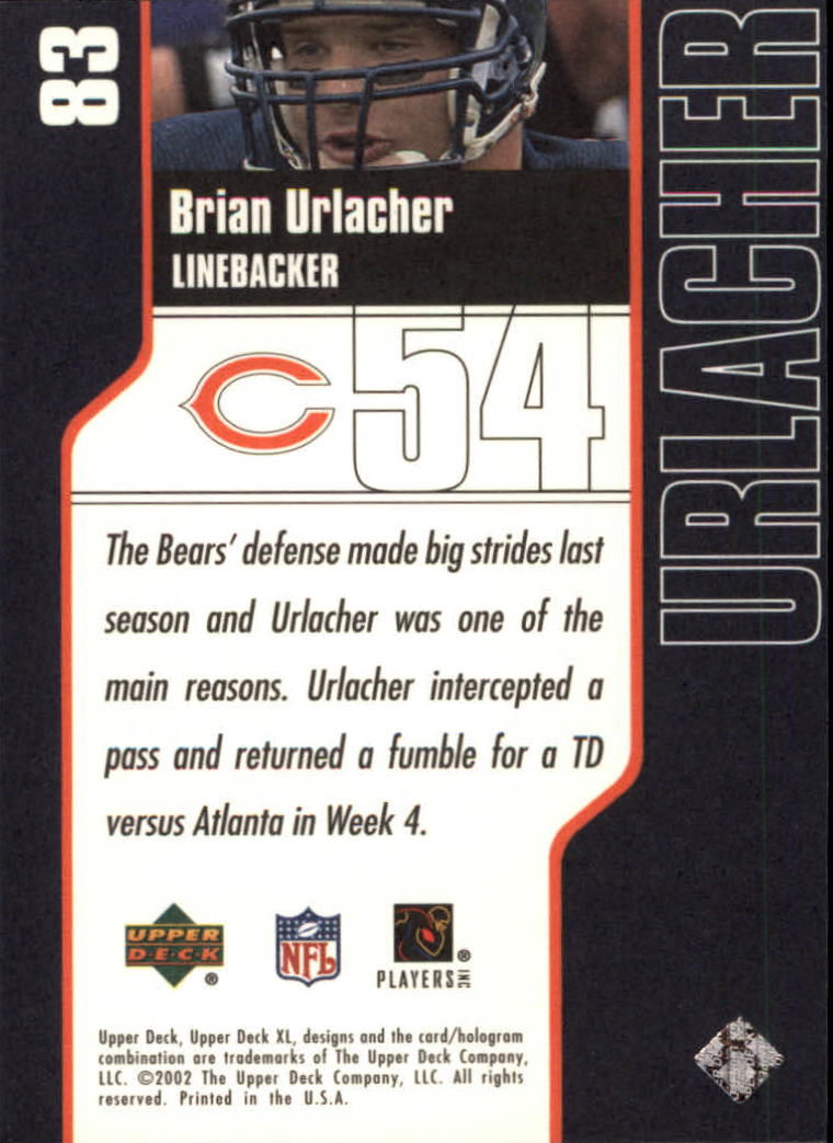 2002 Upper Deck XL #83 Brian Urlacher back image