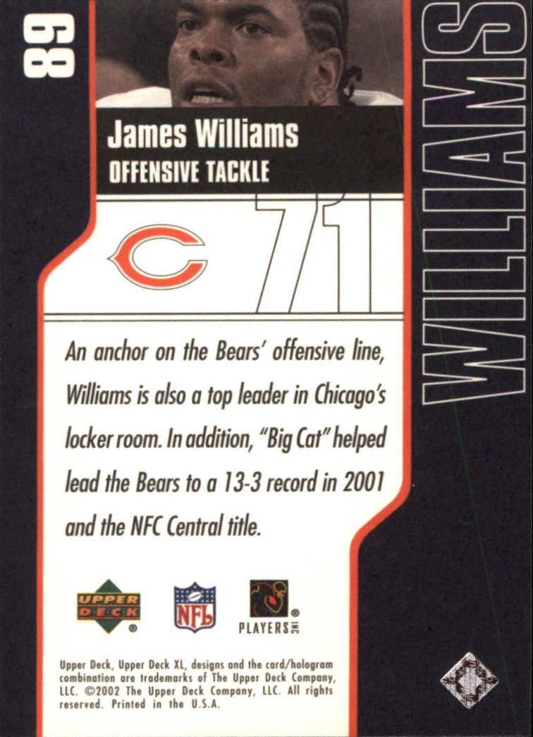 2002 Upper Deck XL #89 James Williams back image