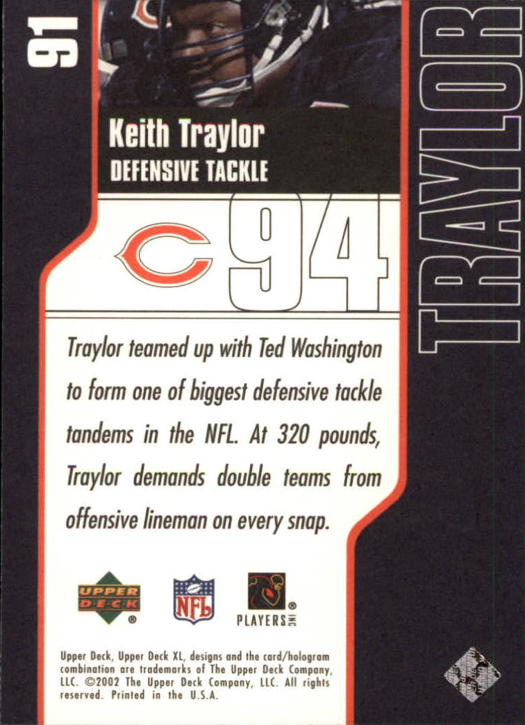 2002 Upper Deck XL #91 Keith Traylor back image