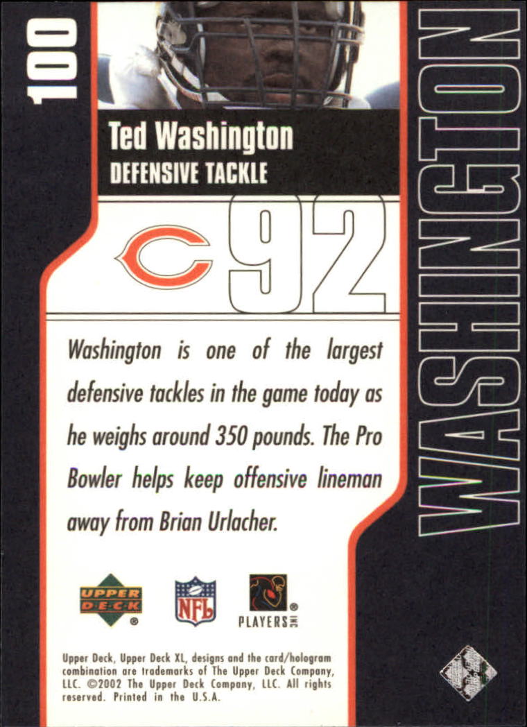 2002 Upper Deck XL #100 Ted Washington back image
