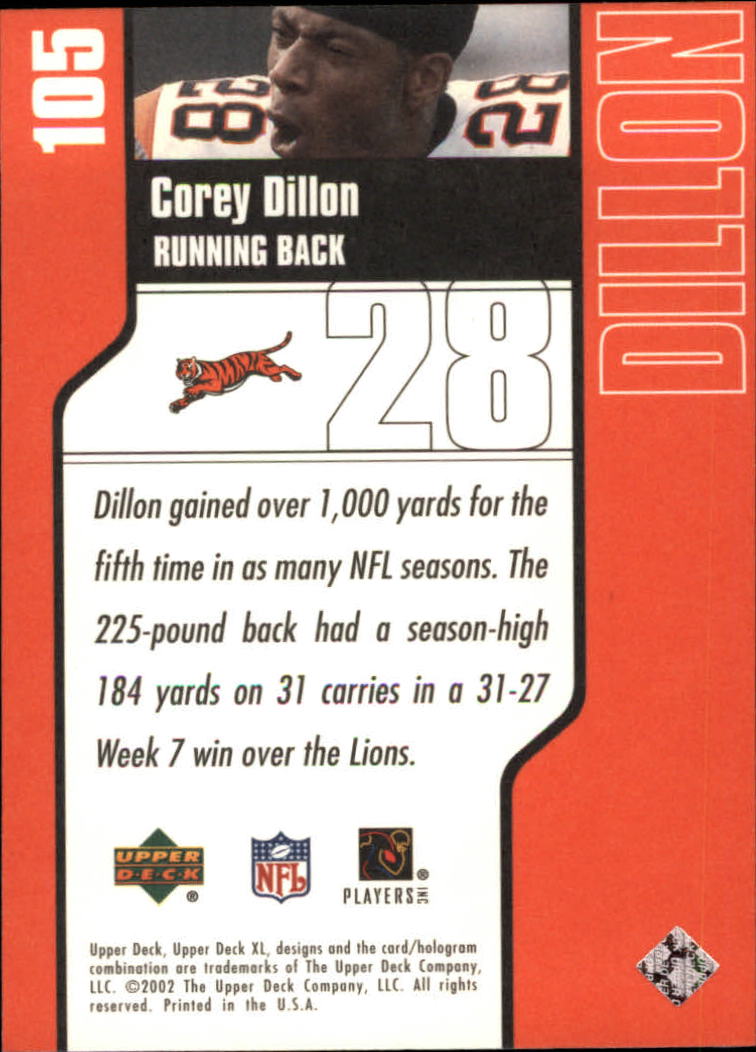 2002 XL (Upper Deck) Football "Main Set" Cards #16 to #300 - Picture 99 of 315