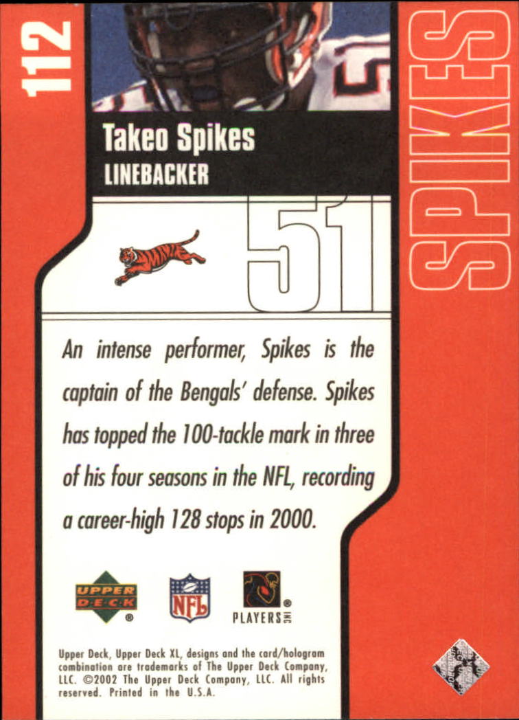 2002 XL (Upper Deck) Football "Main Set" Cards #16 to #300 - Picture 107 of 315