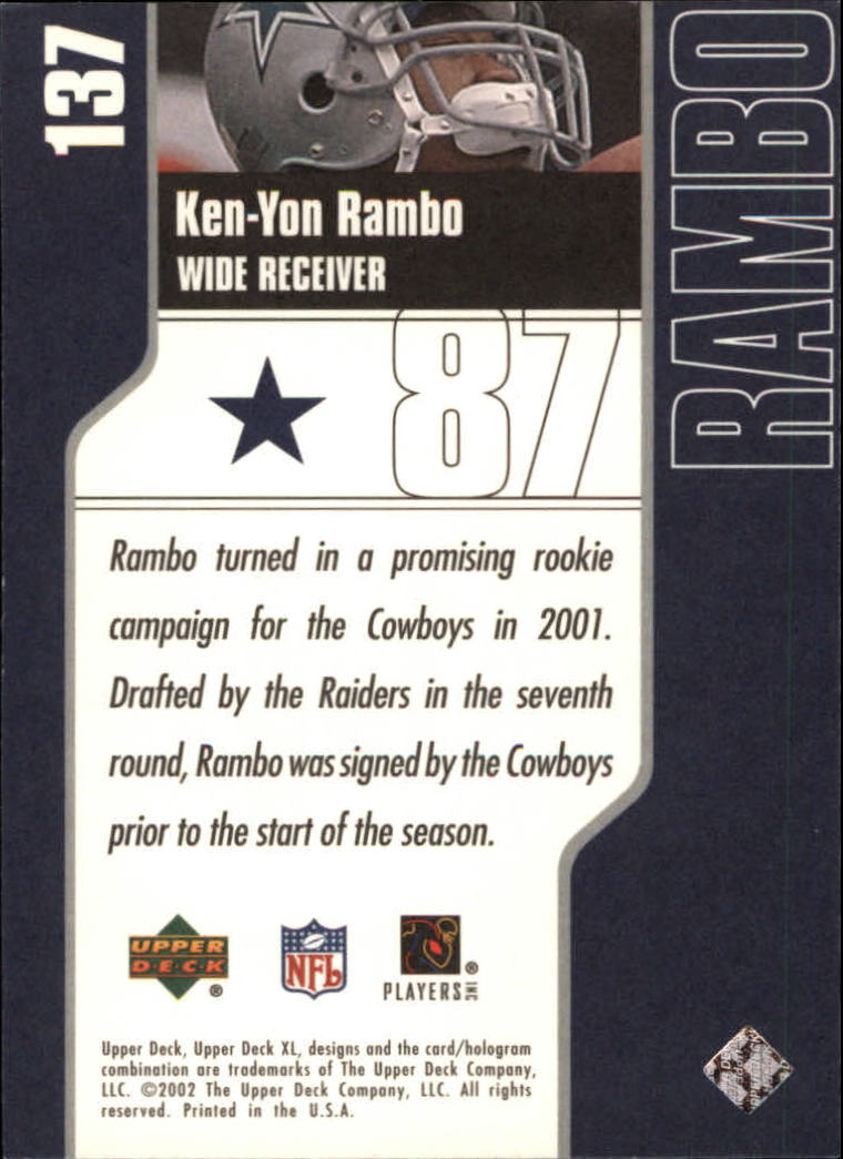 2002 XL (Upper Deck) Football "Main Set" Cards #16 to #300 - Picture 141 of 315