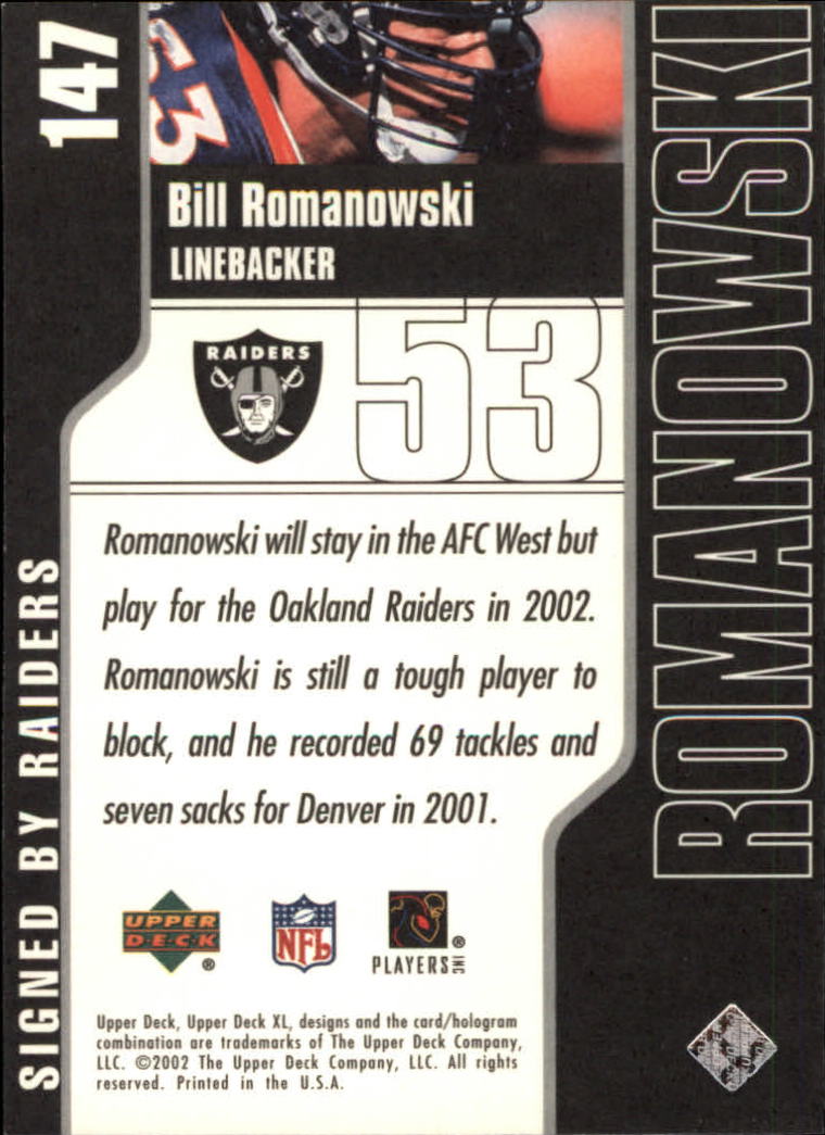 2002 XL (Upper Deck) Football "Main Set" Cards #16 to #300 - Picture 151 of 315