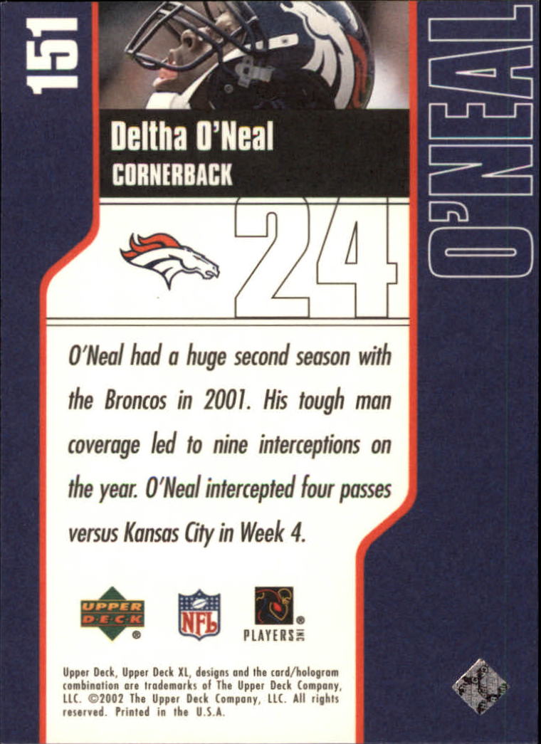 2002 XL (Upper Deck) Football "Main Set" Cards #16 to #300 - Picture 159 of 315