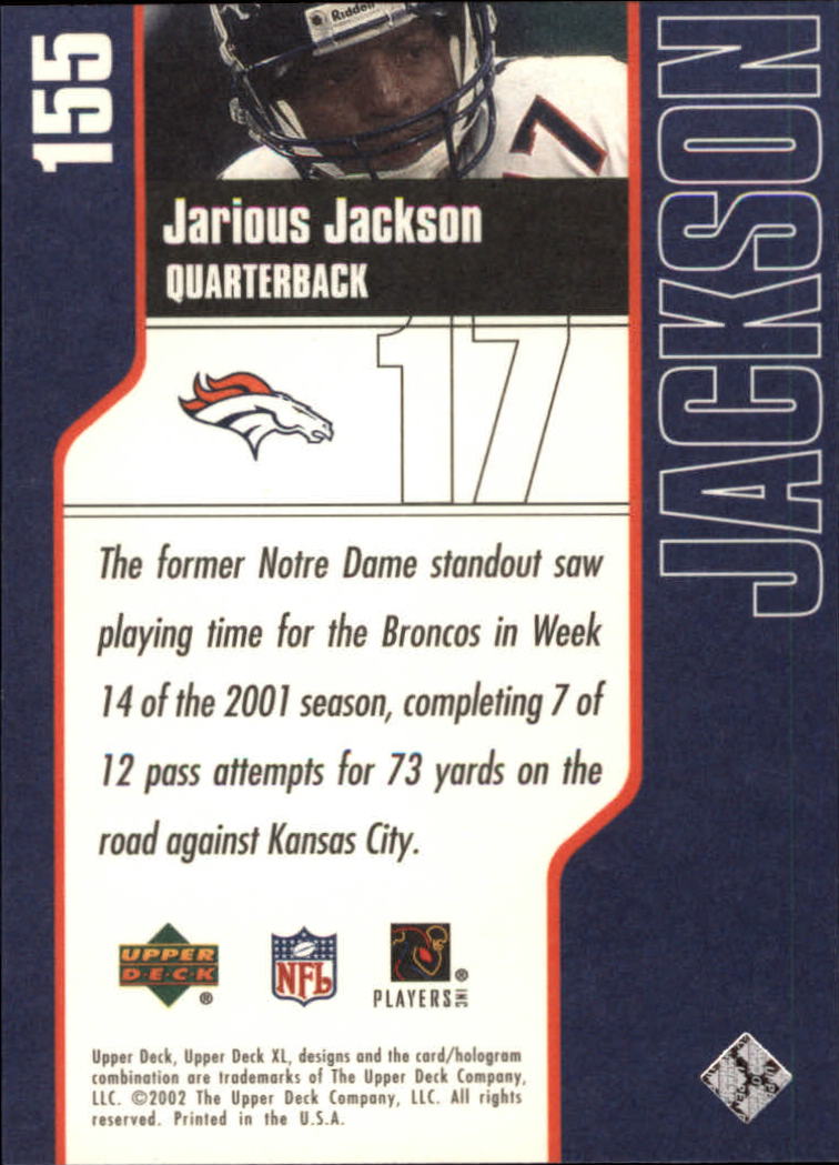 2002 XL (Upper Deck) Football "Main Set" Cards #16 to #300 - Picture 163 of 315