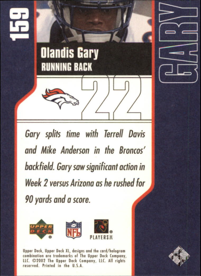 2002 XL (Upper Deck) Football "Main Set" Cards #16 to #300 - Picture 165 of 315