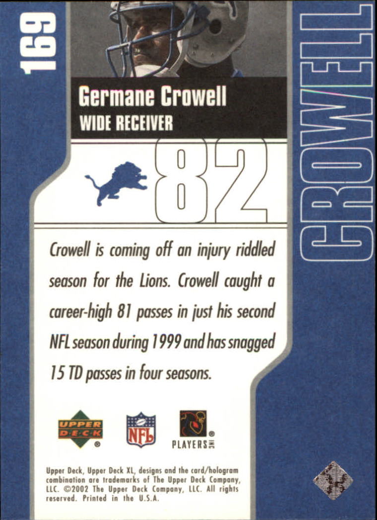 2002 Upper Deck XL #169 Germane Crowell back image