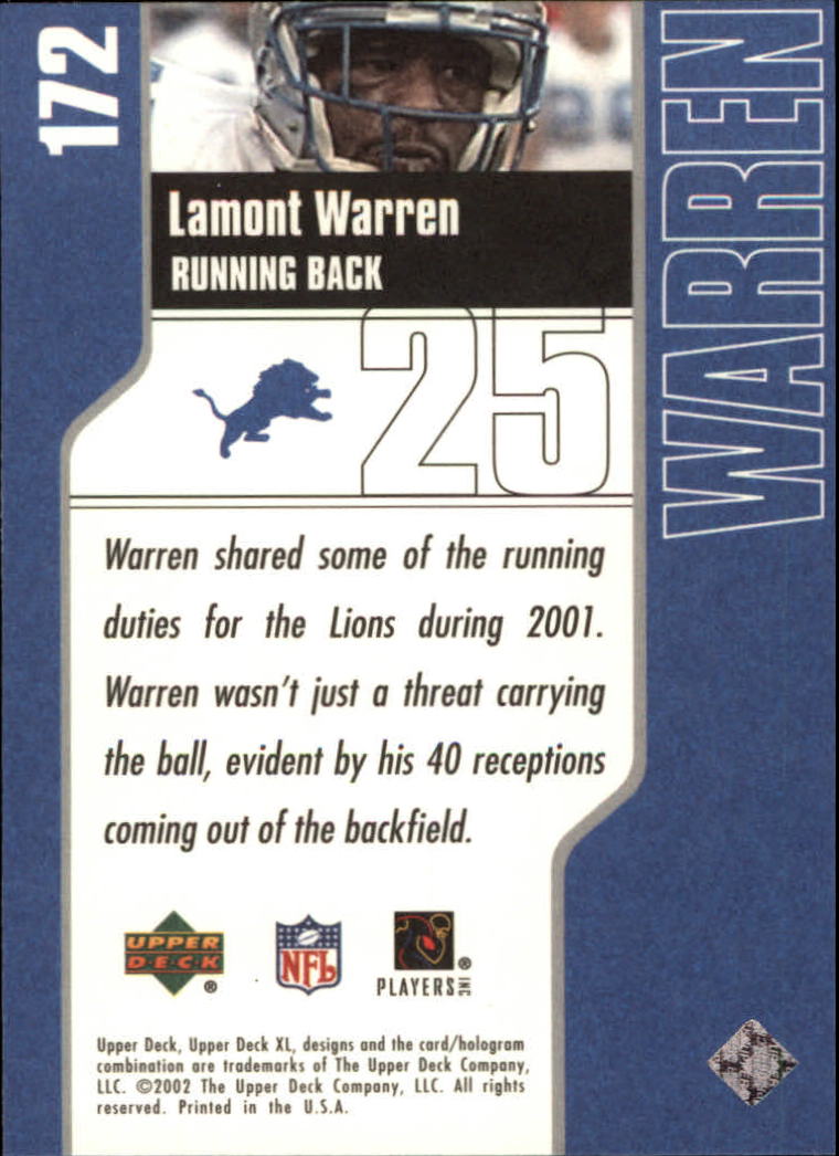 2002 XL (Upper Deck) Football "Main Set" Cards #16 to #300 - Picture 179 of 315