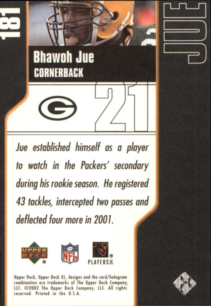 2002 XL (Upper Deck) Football "Main Set" Cards #16 to #300 - Picture 191 of 315