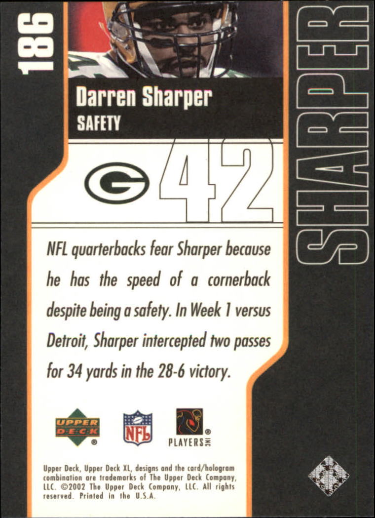 2002 Upper Deck XL #186 Darren Sharper back image