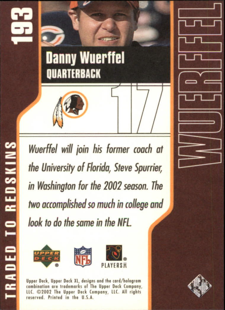 2002 XL (Upper Deck) Football "Main Set" Cards #16 to #300 - Picture 205 of 315