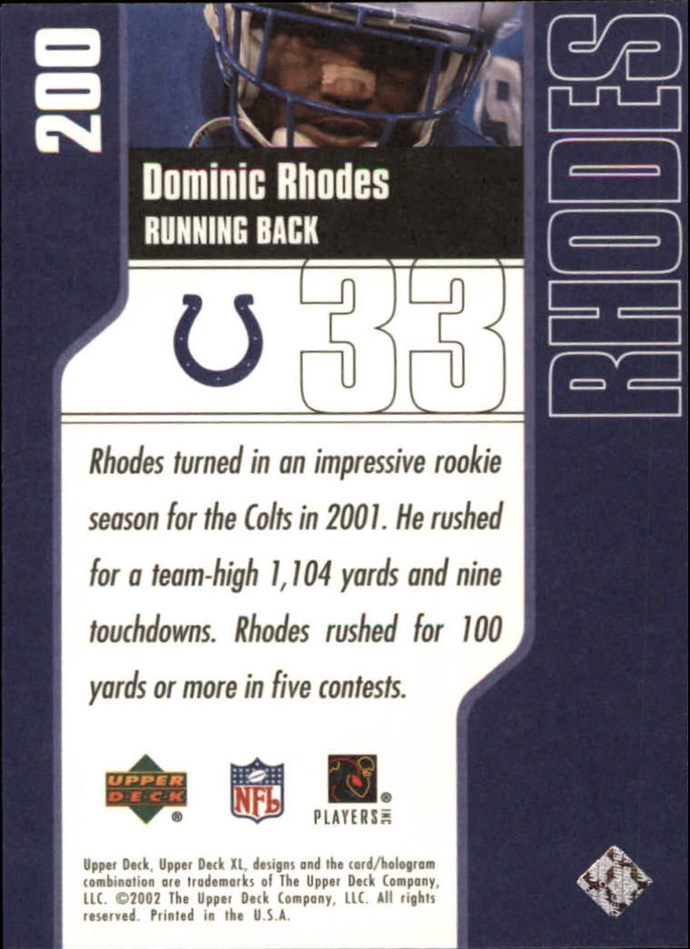 2002 XL (Upper Deck) Football "Main Set" Cards #16 to #300 - Picture 215 of 315