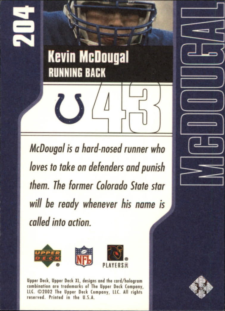 2002 XL (Upper Deck) Football "Main Set" Cards #16 to #300 - Picture 223 of 315