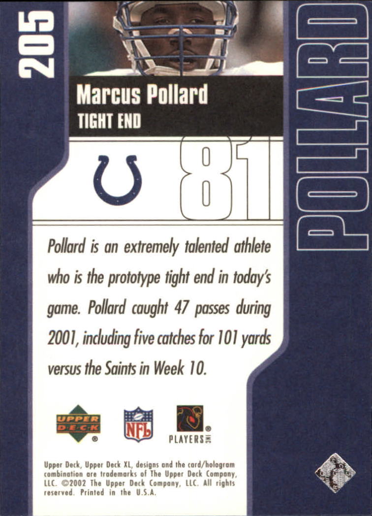 2002 XL (Upper Deck) Football "Main Set" Cards #16 to #300 - Picture 225 of 315