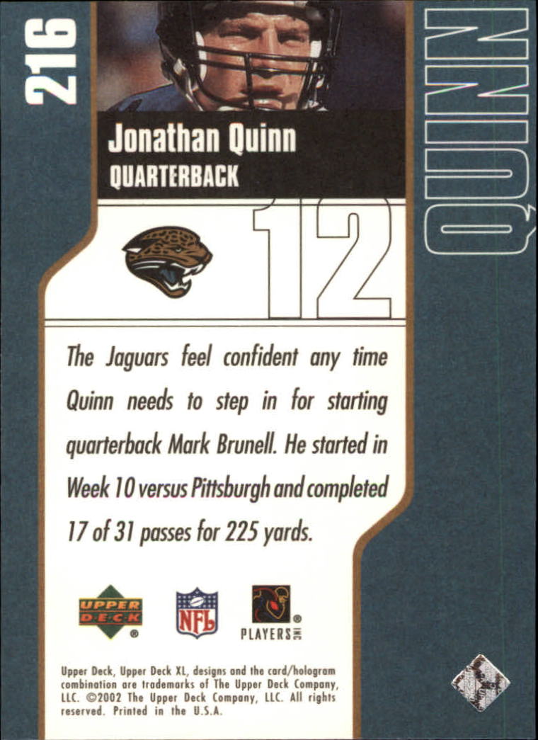 2002 XL (Upper Deck) Football "Main Set" Cards #16 to #300 - Picture 237 of 315