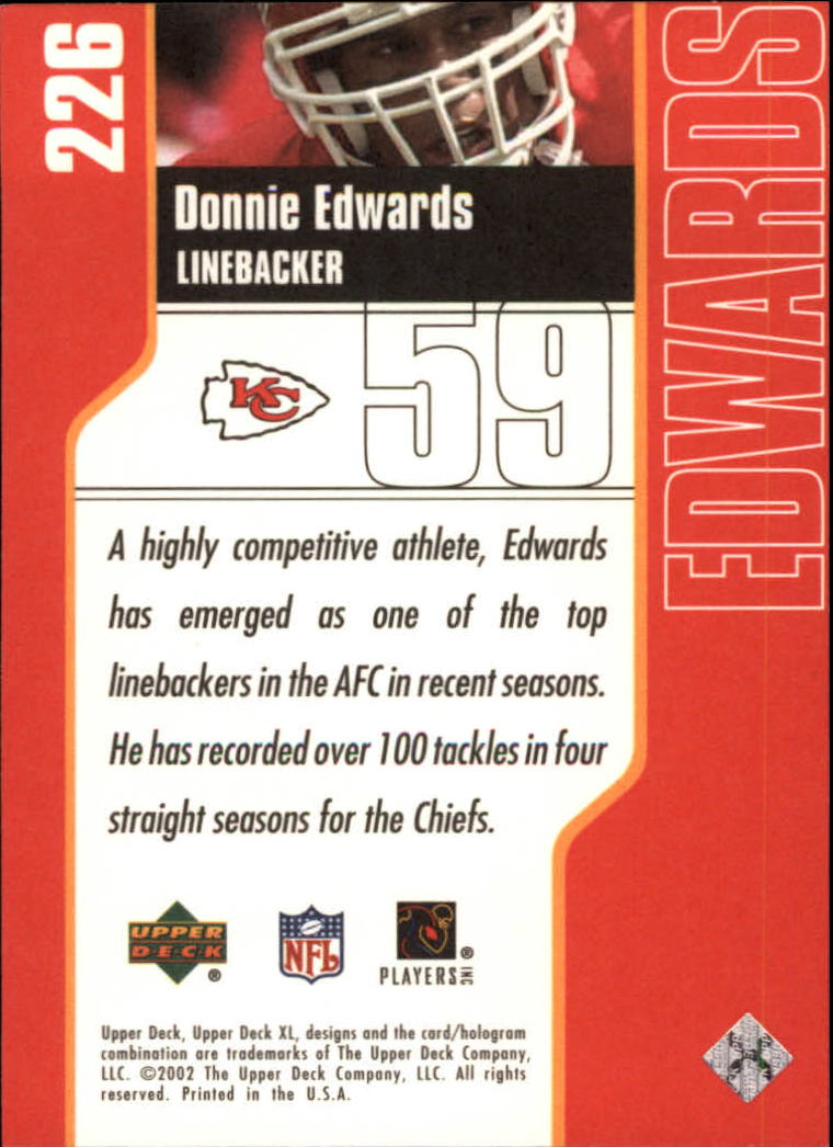 2002 XL (Upper Deck) Football "Main Set" Cards #16 to #300 - Picture 243 of 315