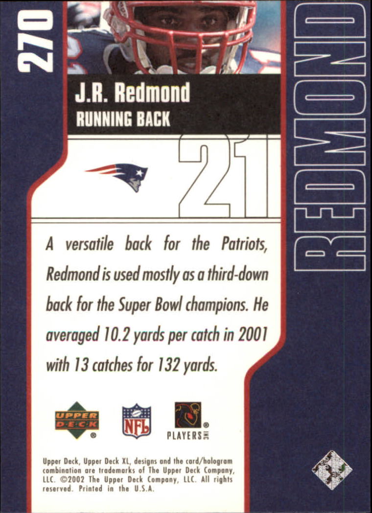 2002 Upper Deck XL #270 J.R. Redmond back image