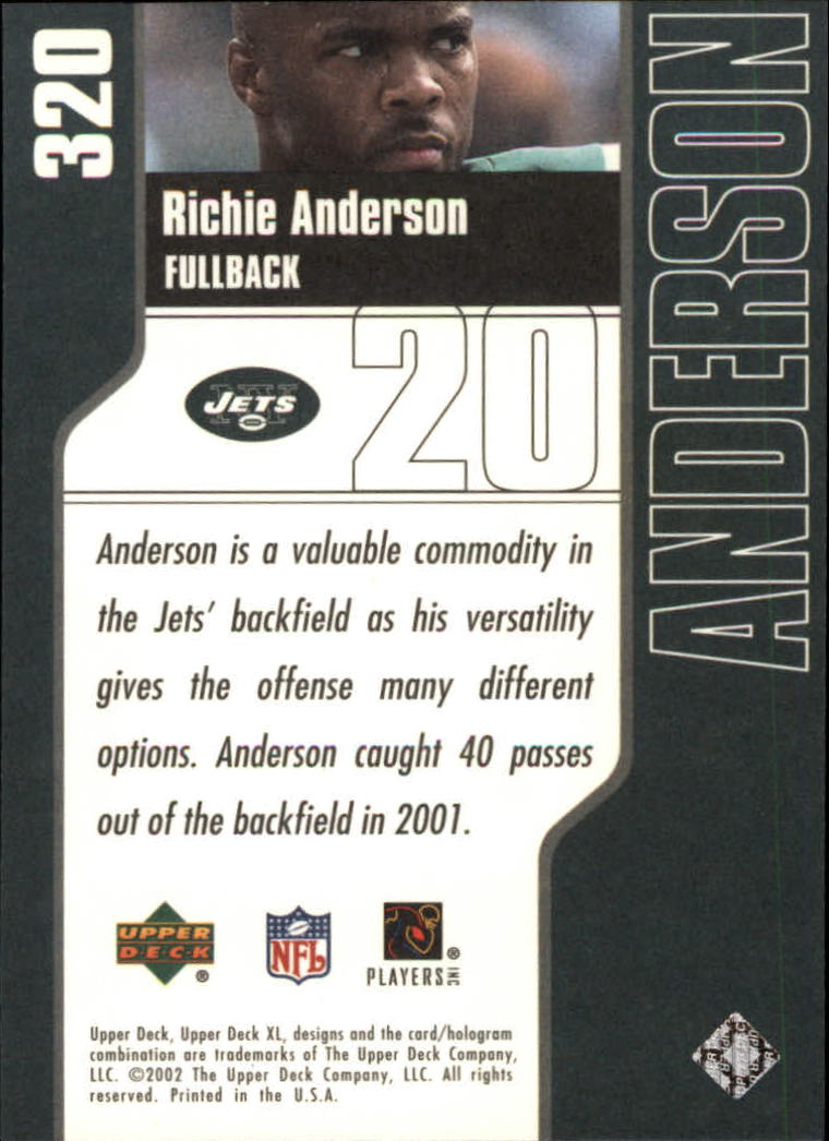 2002 XL (Upper Deck) Football "Main Set" Cards #301 to #596 - Picture 31 of 241