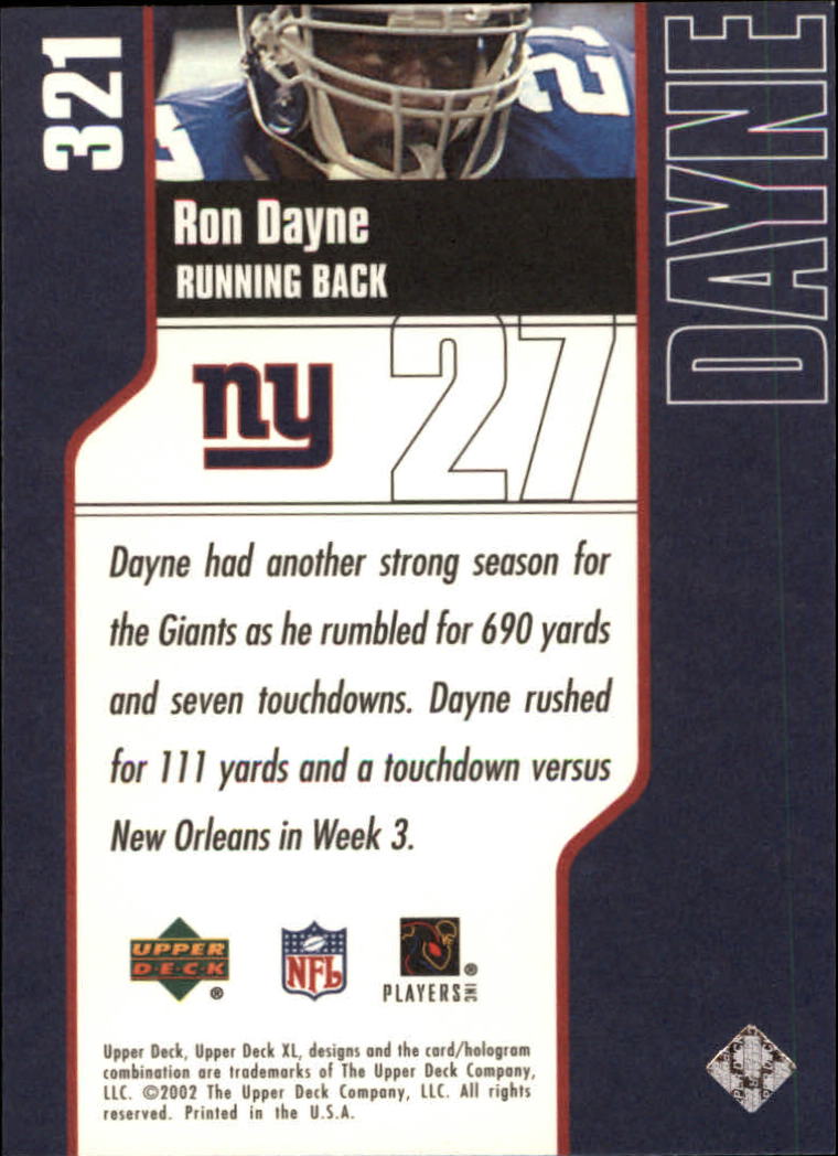 2002 XL (Upper Deck) Football "Main Set" Cards #301 to #596 - Picture 33 of 241