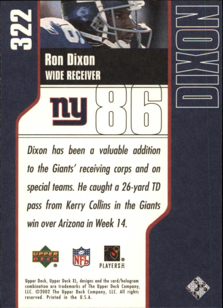 2002 XL (Upper Deck) Football "Main Set" Cards #301 to #596 - Picture 35 of 241