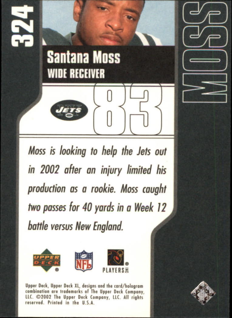 2002 Upper Deck XL #324 Santana Moss back image