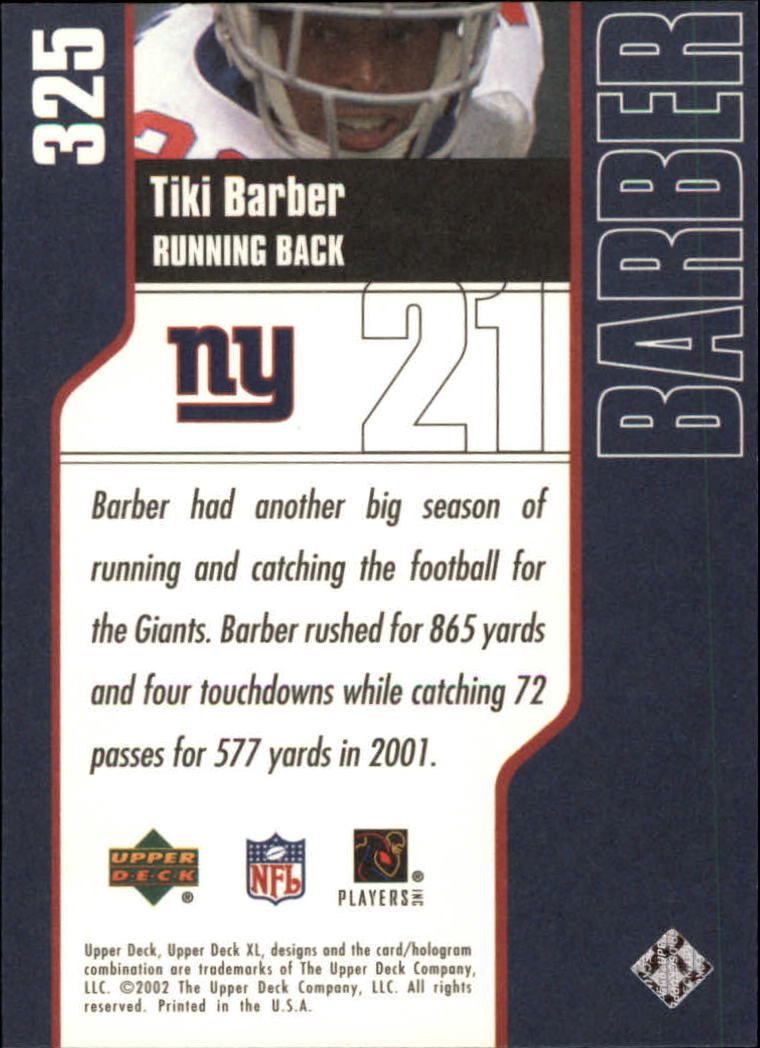 2002 XL (Upper Deck) Football "Main Set" Cards #301 to #596 - Picture 37 of 241