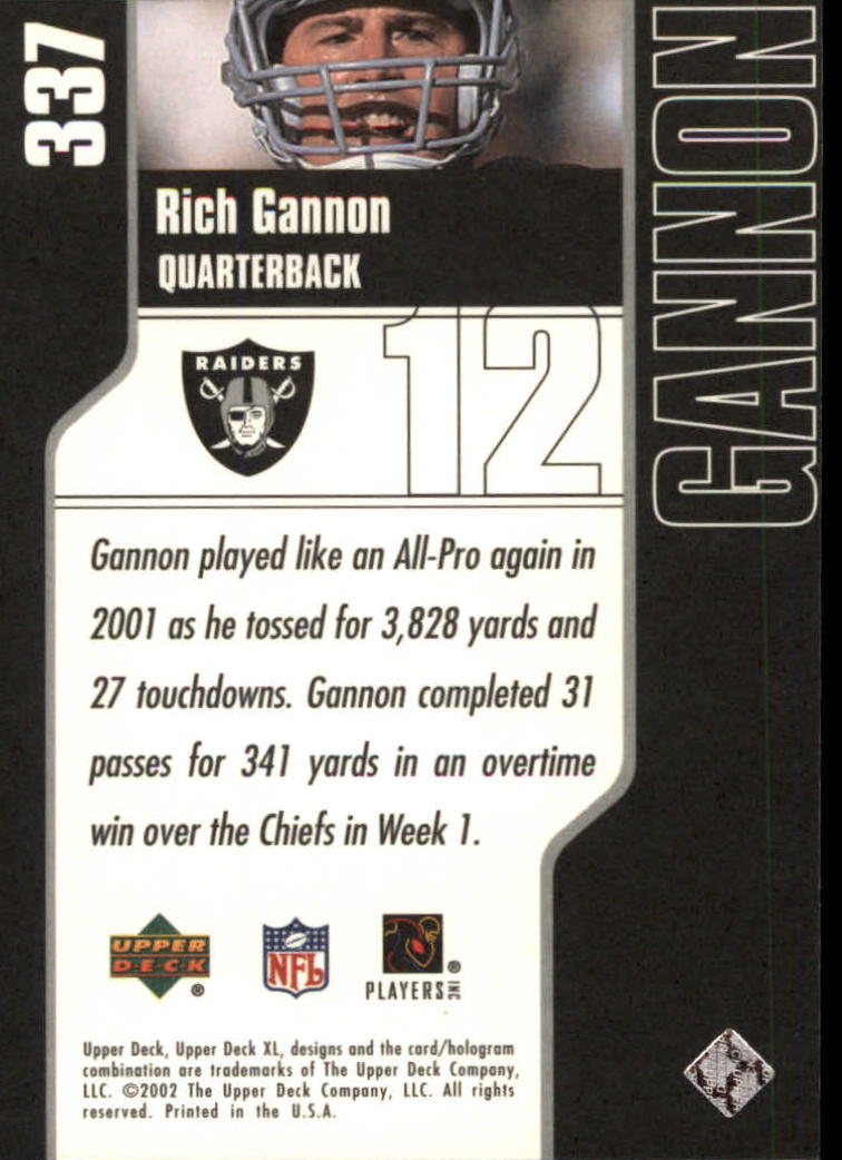 2002 XL (Upper Deck) Football "Main Set" Cards #301 to #596 - Picture 53 of 241