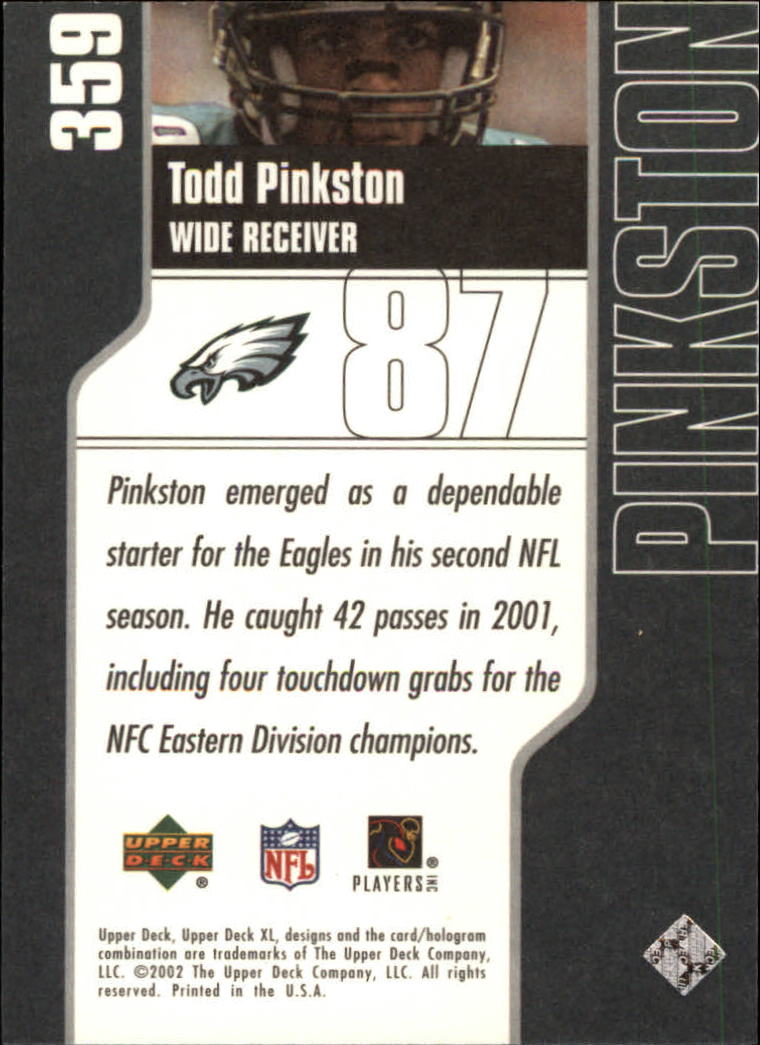 2002 XL (Upper Deck) Football "Main Set" Cards #301 to #596 - Picture 71 of 241