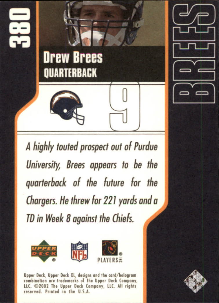2002 Upper Deck XL #380 Drew Brees back image