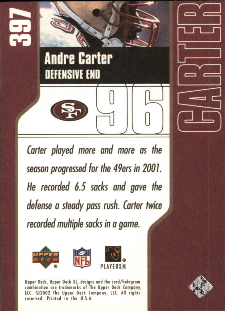 2002 XL (Upper Deck) Football "Main Set" Cards #301 to #596 - Picture 93 of 241