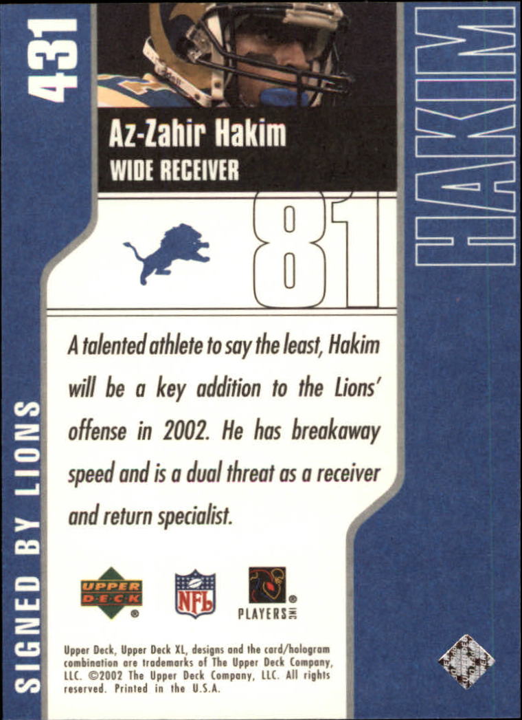 2002 XL (Upper Deck) Football "Main Set" Cards #301 to #596 - Picture 133 of 241