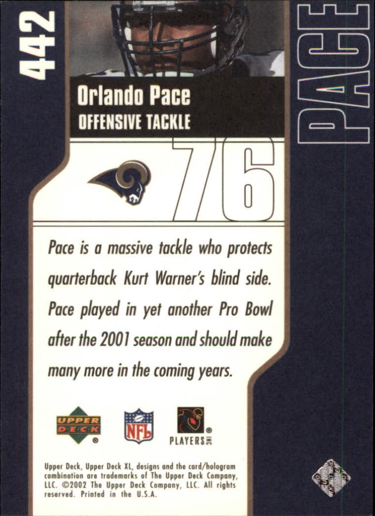 2002 XL (Upper Deck) Football "Main Set" Cards #301 to #596 - Picture 143 of 241