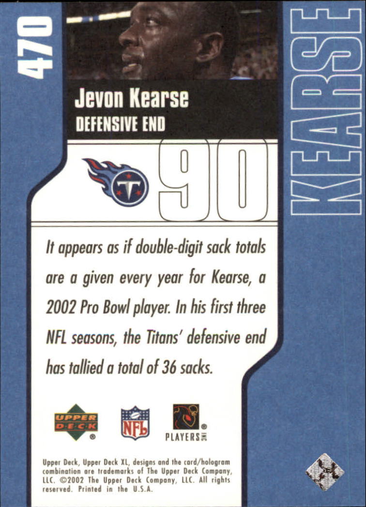 2002 XL (Upper Deck) Football "Main Set" Cards #301 to #596 - Picture 171 of 241