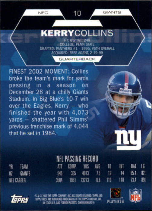 2003 Finest Football (Pick Card From List) C4 11-22 - Picture 11 of 27