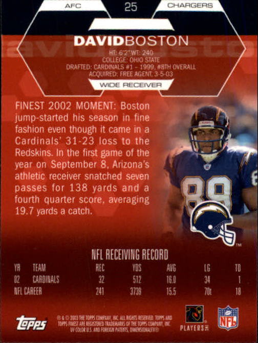 2003 Finest Football (Pick Card From List) C4 11-22 - Picture 21 of 27