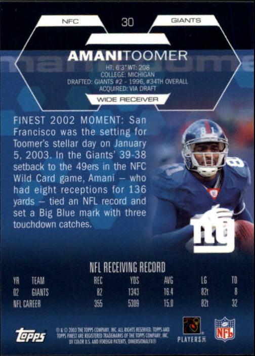2003 Finest Football (Pick Card From List) C4 11-22 - Picture 23 of 27