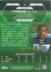 2003 Finest Xfractors #83 Tyrone Calico back image