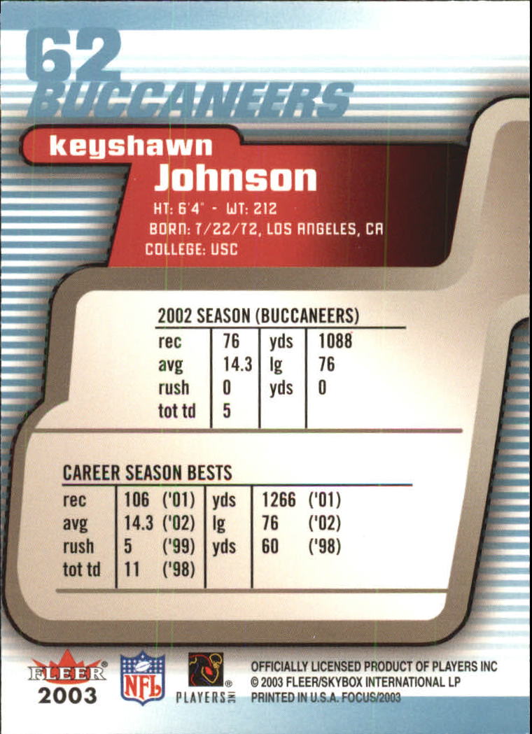 2003 Fleer Focus #62 Keyshawn Johnson back image