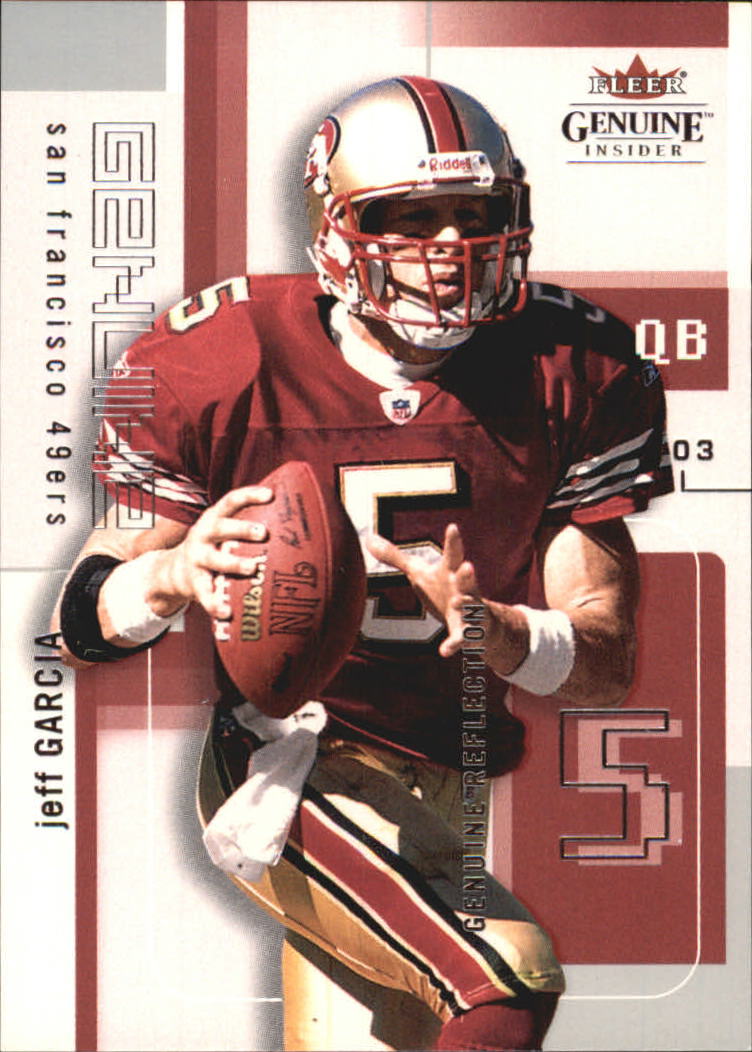 Jeff Garcia player worn jersey patch football card (San Francisco 49ers)  2003 Fleer Showcase #FBJG