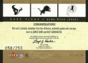 2003 Fleer Mystique Rare Finds Jersey Doubles #DCJH David Carr JSY/Joey Harrington JSY/Patrick Ramsey